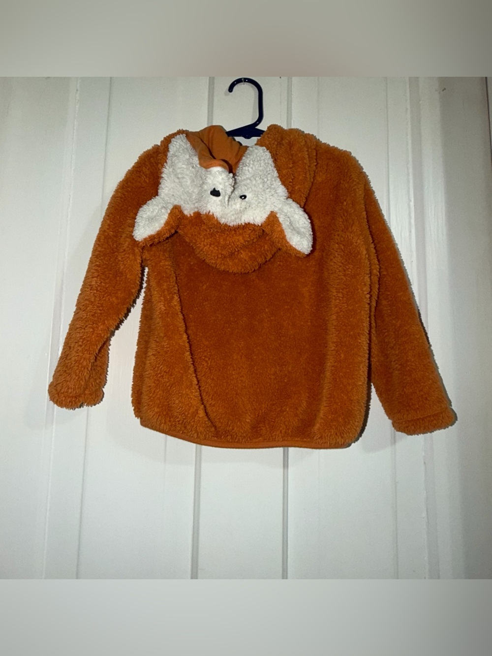 Boys girls toddler 4T Old Navy Orange Plush Kids Hoodie with Sherpa Lining fox - Picture 3 of 5